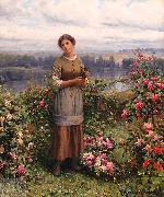 Daniel Ridgeway Knight Julia Gathering Roses oil painting reproduction